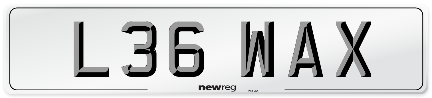L36 WAX Number Plate from New Reg